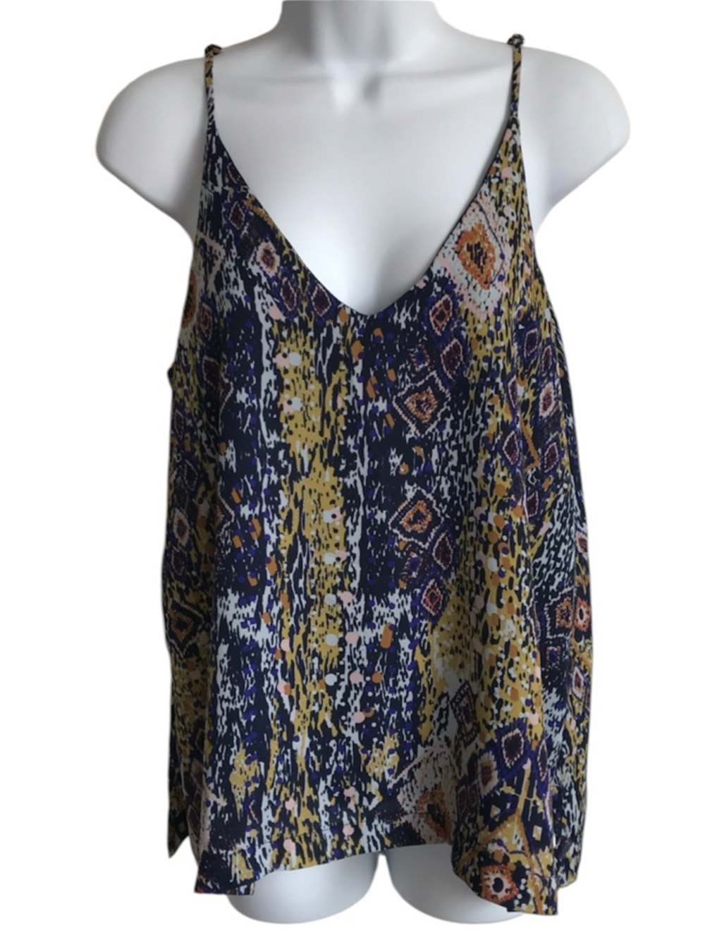 Peyton Jensen Women’s S Multi Navy Abstract Print Spaghetti Strap Cami in EUC